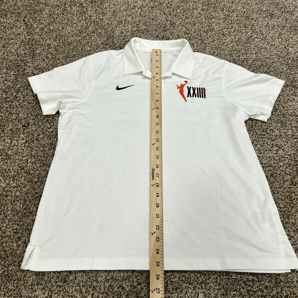 Nike WNBA 25 Year Anniversary Dri-Fit Polo Shirt White Women's Large Embroidered